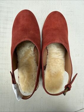 Madewell Shearling Slingback Clogs in Warm Nutmeg size 8 1/2